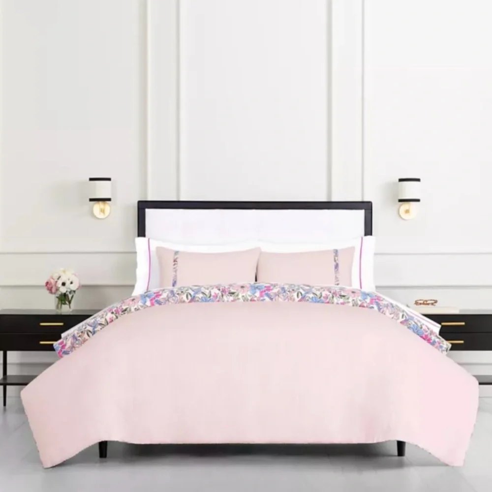 Kate Spade Curious Garden Comforter Set Full/Queen Pink Floral Cotton 3Pc
